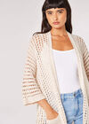 Star Motif Open Knit Cardigan, Stone, large