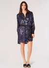 Sequin Shirt Mini Dress, Black, large