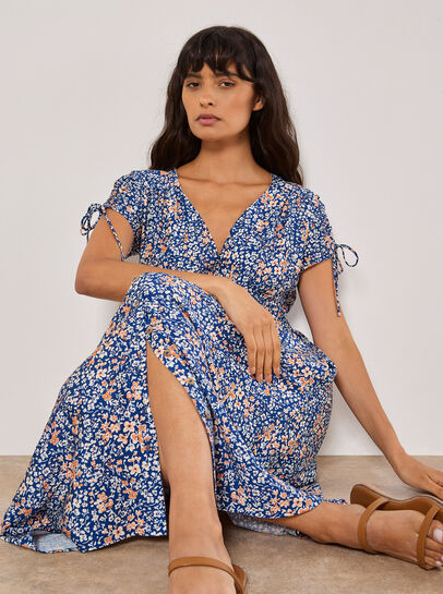 Ditsy Floral Button-Down Midi Dress