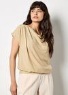 Short Sleeve Jersey Sparkle Top, Gold, large