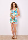Crochet Squares Mini Dress, Green, large