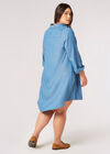 Curve Denim Shirt Mini Dress, Blue, large