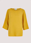 Oversized Slub Cotton Top, Mustard, large