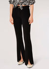 Jersey Crepe Split Hem Trousers, Black, large