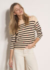Heart Embroidered Stripe Jumper, Stone, large