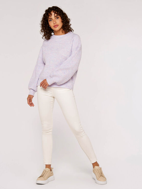 Waffle Chunky Jumper, Lilac, large