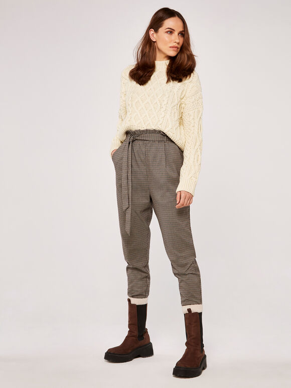 Aran Knit Jumper, Cream, large