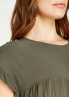 Ruffle Sleeve Detail Tiered Dress, Khaki, large