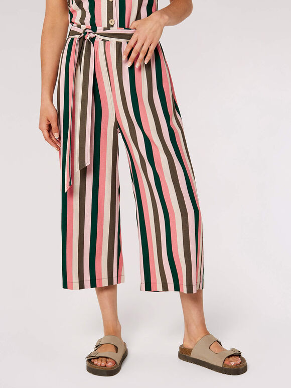 Vertical Stripe Culottes, Pink, large