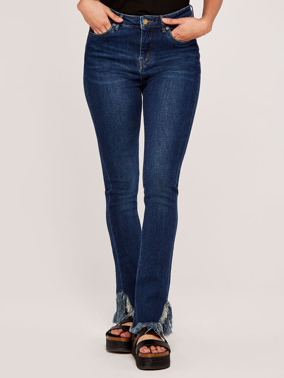 Sofia Frayed Hem Mid Rise Jean, Blue, large