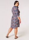 Curve Paisley Shirt Mini Dress, Blue, large