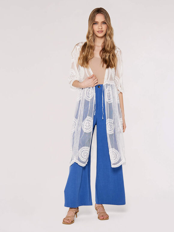 Embroidered Mesh Cover Up, White, large
