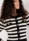 Stripe Knit Bodice Tulle Midi Dress, Black, large