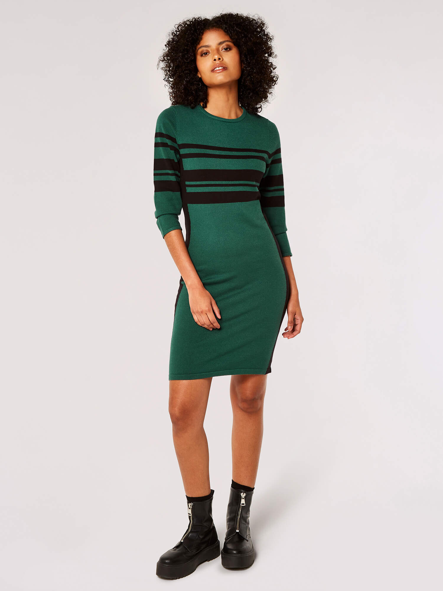 Stripe Panel Bodycon Mini Dress Apricot Clothing