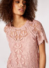 Guipure Scallop Lace Top, Pink, large