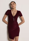 Metallic Bodycon Wrap Mini Dress, Plum, large