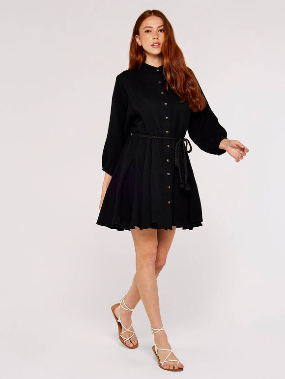 Tetra Button Dress, Black, large