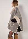 Heritage Texture Faux Fur Lined Cape, Stone, large