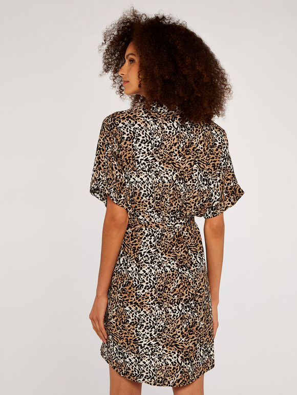 Animal Shirt Dress, Cream, large