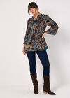 Paisley Plisse Top, Teal, large