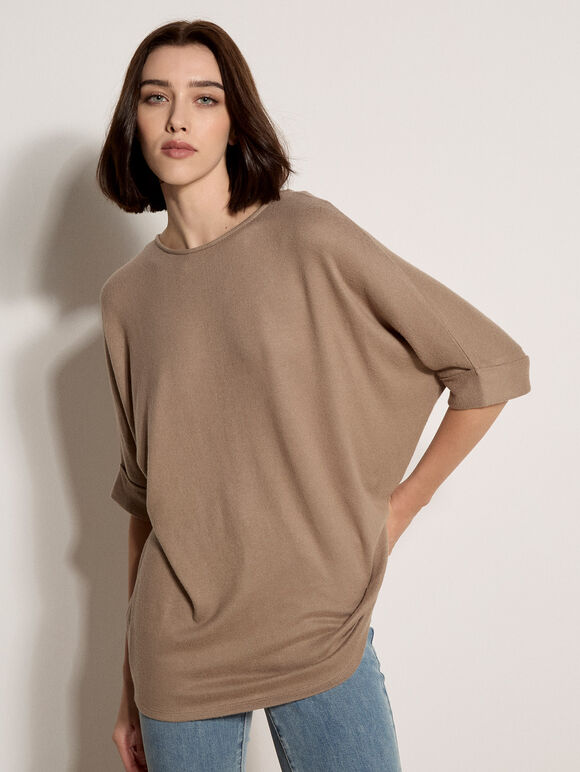Soft Touch Batwing Top, Stone, large