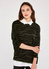 Abstract Zebra Oversize Top, Green, large
