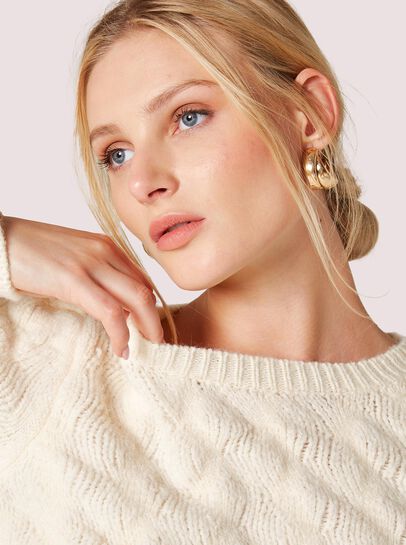 Double Hoop Gold Tone Earrings 
