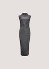 Glitter Ruched Bodycon Midaxi Dress, Silver, large