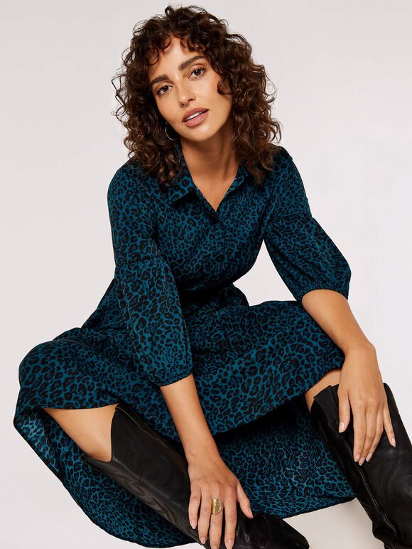 Animal Print Maxi Dress, Green, large