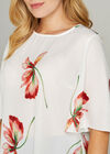 Red Kimono Sleeve Scattered Flower Top, Orange, large