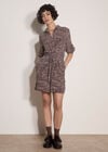 Irregular Spot Crepe Shirt Mini Dress, Burgundy, large