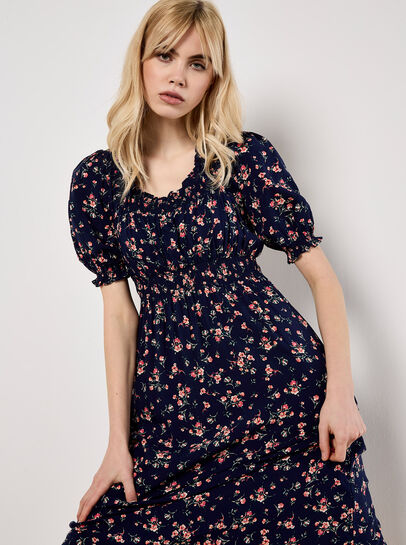 Ditsy Floral Milkmaid Midi Dress