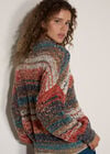 Open Knit Multi-Coloured Oversized Jumper, Teal, large