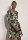 Abstract Print Utility Mini Dress, Green, large