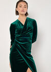 Glitter Velvet Wrap Midi Dress, Green, large