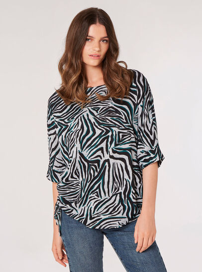 Zebra Print Ruched Side Top