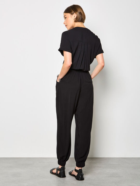 Soft Woven Utility Jumpsuit, Black, large