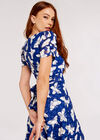 Butterfly Ruch Sleeve Dress, Blue, large