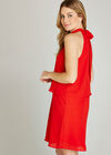 Halter Neck Layered Shift Dress, Red, large