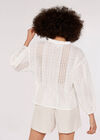 Broderie Puff Sleeve Shirt, Cream, large