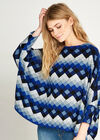 Diamond Stripes Oversized Top, Blue, large