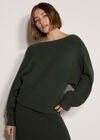 Ribbed Knit Batwing Jumper, Green, large
