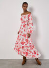 Floral Bardot Maxi Dress, Cream, large