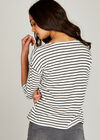 Nautical Stripe Slub Boxy Top, Black, large
