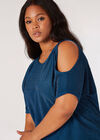 Curve Sparkle Cold Shoulder Top, Teal, large