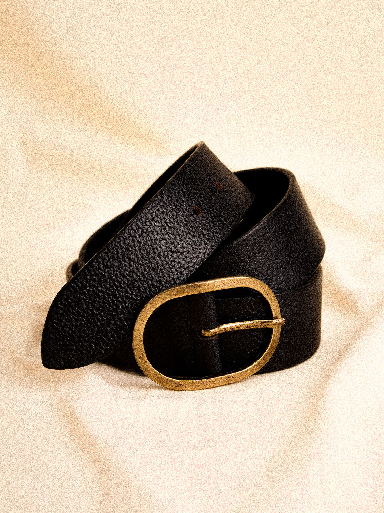 Leather Gold Buckle Belt Apricot Clothing
