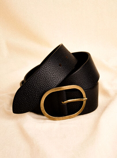 Leather Gold Buckle Belt