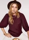 Puff Sleeve Top, Burgundy, large