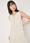Linen Blend Zip Maxi Dress, Stone, large