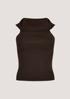 Rib Knit Bardot Top, Brown, large